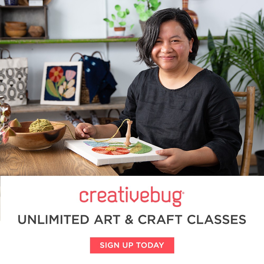 Woman doing indoor craft activity from creative bug