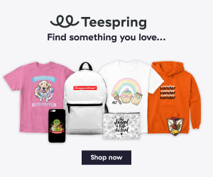 Teespring print on demand product ad.